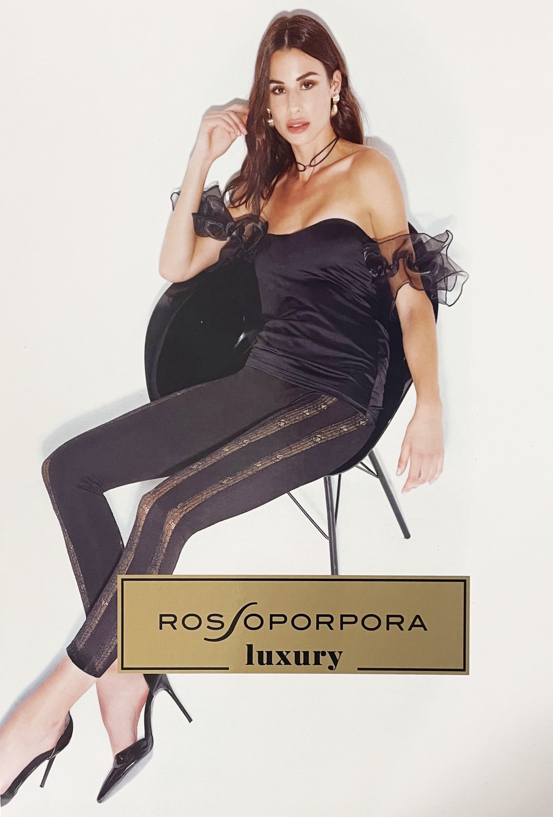 Елегантен дамски клин панталон с дантела Rossoporpora LE281 Luxury