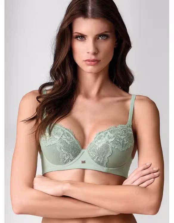 Цветен сутиен с твърди чашки Balconette Lormar 1900 Plunge серия Saten NEW COLORE