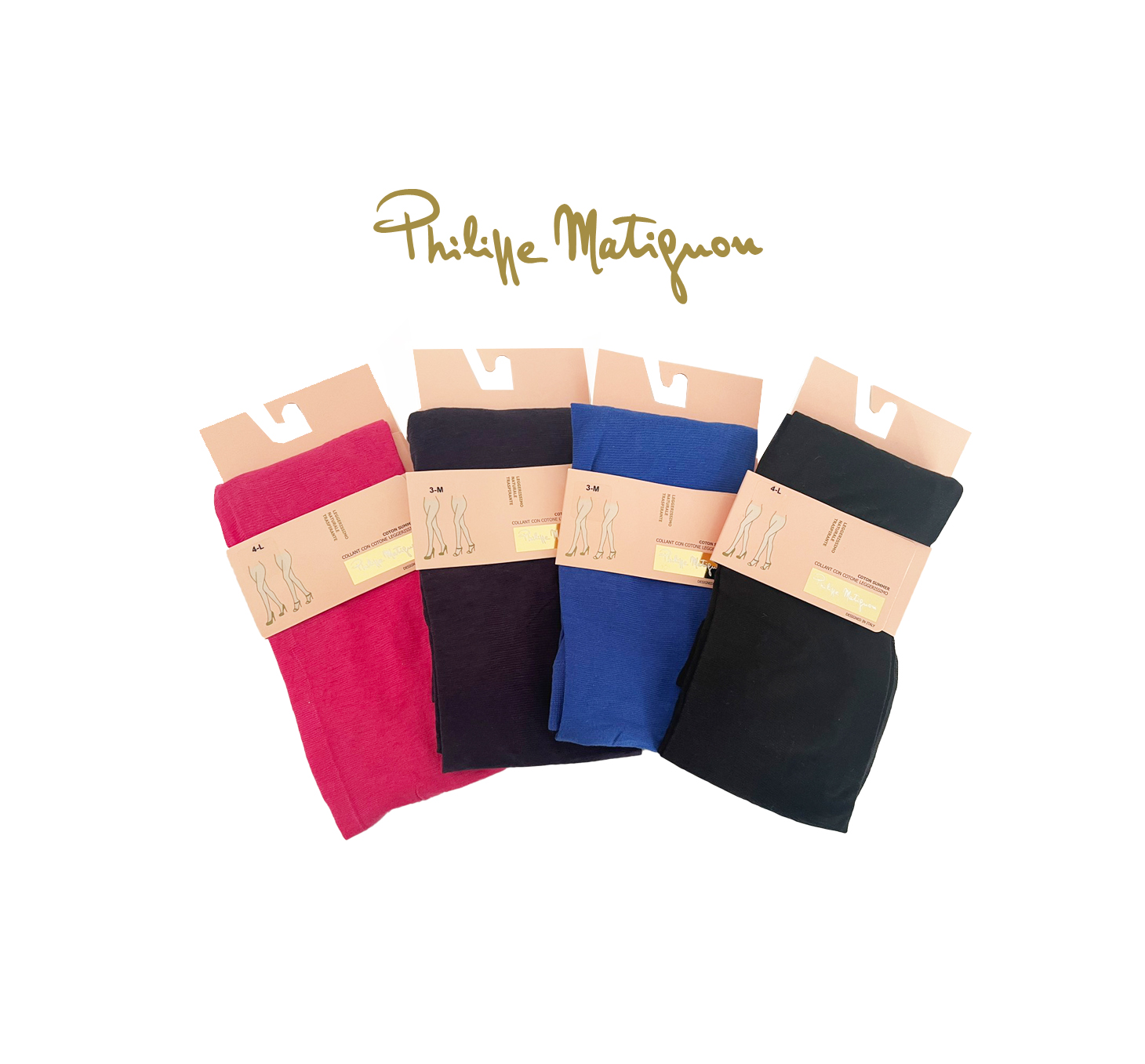 Чорапогащник с ултра лек памук Philippe Matignon M114858 Cotton Summer- циклама, индиго, син