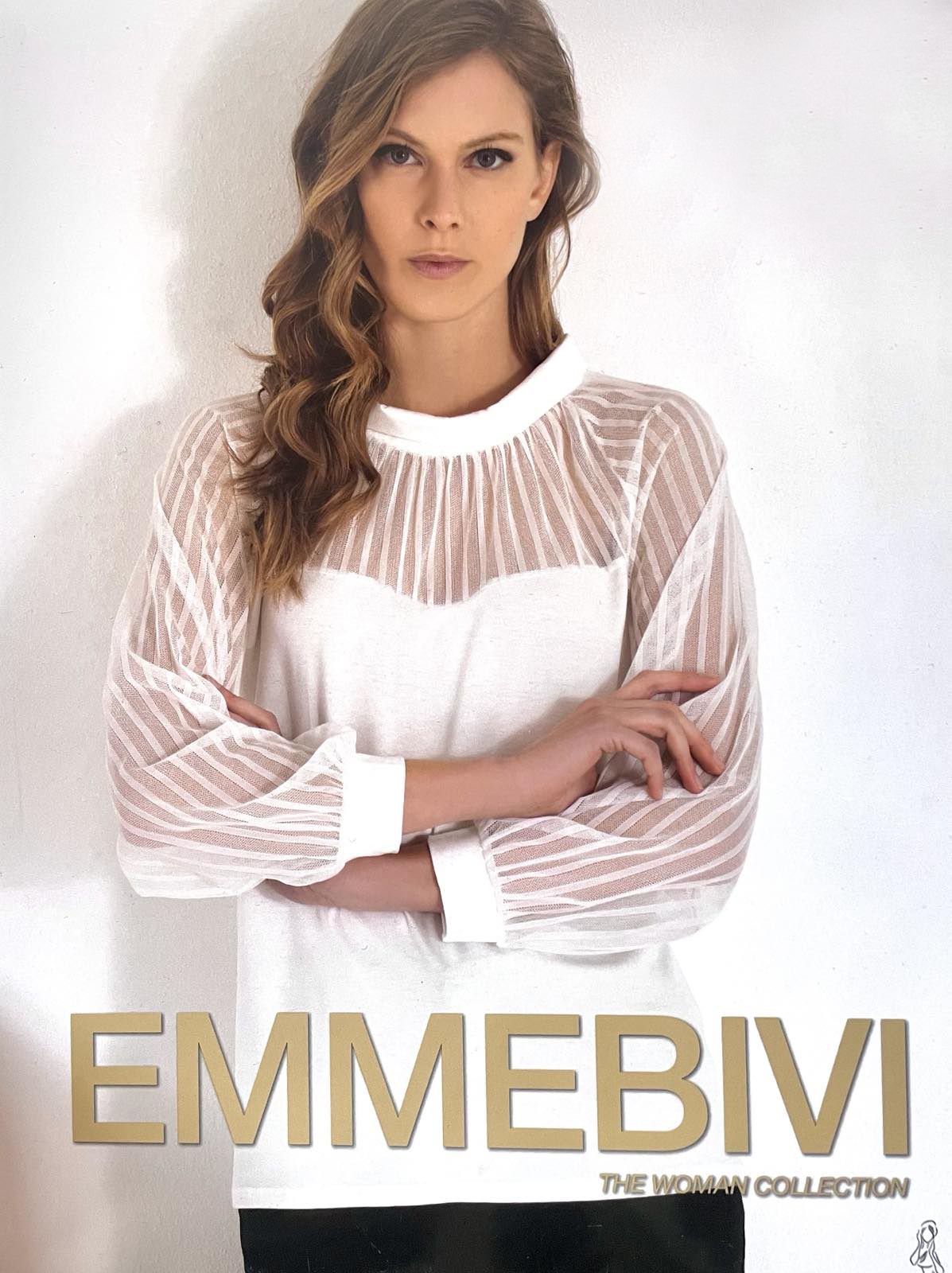 Луксозна дамска блуза с буфан ръкави от тюл Emmebivi 33476 колекция Prima Classe